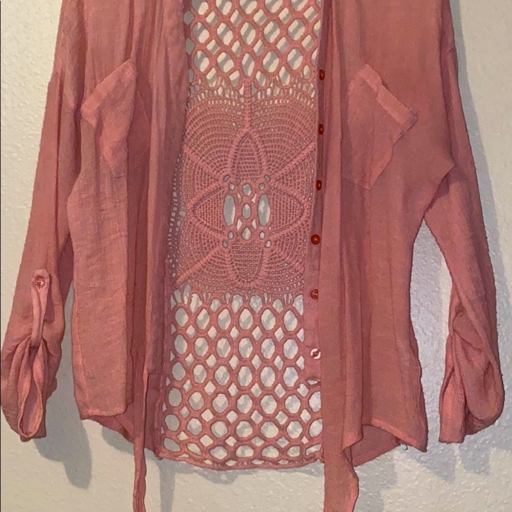 Lace Embroidered Button-Up - Picture 5 of 6